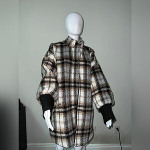 Steve Madden bb dakota plaid oversized wool coat